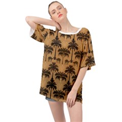 Ai Generated Camels Palm Trees Pattern Oversized Chiffon Top by Ravend