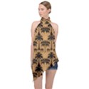 Ai Generated Camels Palm Trees Pattern Halter Asymmetric Satin Top View1