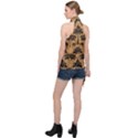 Ai Generated Camels Palm Trees Pattern Halter Asymmetric Satin Top View2