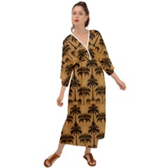 Ai Generated Camels Palm Trees Pattern Grecian Style  Maxi Dress by Ravend