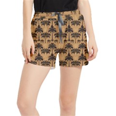 Ai Generated Camels Palm Trees Pattern Women s Runner Shorts by Ravend