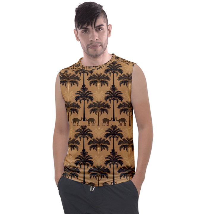 Ai Generated Camels Palm Trees Pattern Men s Regular Tank Top