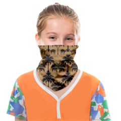 Ai Generated Camels Palm Trees Pattern Face Covering Bandana (kids) by Ravend