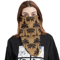 Ai Generated Camels Palm Trees Pattern Face Covering Bandana (triangle) by Ravend