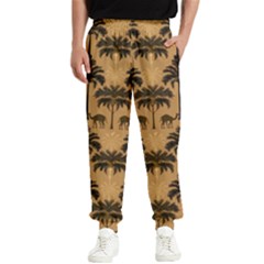 Ai Generated Camels Palm Trees Pattern Men s Elastic Waist Pants by Ravend