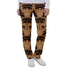 Ai Generated Camels Palm Trees Pattern Women s Casual Pants by Ravend