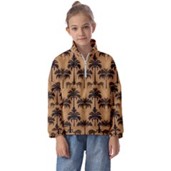 Ai Generated Camels Palm Trees Pattern Kids  Half Zip Hoodie by Ravend