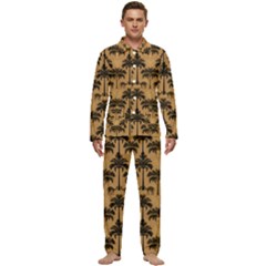 Ai Generated Camels Palm Trees Pattern Men s Long Sleeve Velvet Pocket Pajamas Set by Ravend