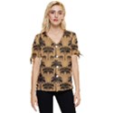 Ai Generated Camels Palm Trees Pattern Bow Sleeve Button Up Top View1