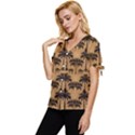 Ai Generated Camels Palm Trees Pattern Bow Sleeve Button Up Top View2