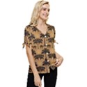 Ai Generated Camels Palm Trees Pattern Bow Sleeve Button Up Top View3