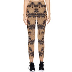 Ai Generated Camels Palm Trees Pattern Pocket Leggings  by Ravend