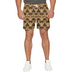 Ai Generated Camels Palm Trees Pattern Men s Runner Shorts by Ravend