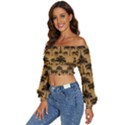 Ai Generated Camels Palm Trees Pattern Long Sleeve Crinkled Weave Crop Top View2