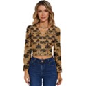 Ai Generated Camels Palm Trees Pattern Long Sleeve V-Neck Top View1