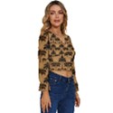 Ai Generated Camels Palm Trees Pattern Long Sleeve V-Neck Top View3