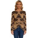 Ai Generated Camels Palm Trees Pattern Long Sleeve Crew Neck Pullover Top View1