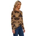 Ai Generated Camels Palm Trees Pattern Long Sleeve Crew Neck Pullover Top View3