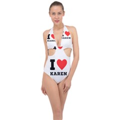 I Love Karen Halter Front Plunge Swimsuit by ilovewhateva