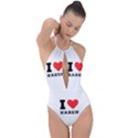 I love karen Plunge Cut Halter Swimsuit View1