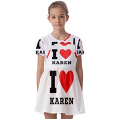 I Love Karen Kids  Short Sleeve Pinafore Style Dress by ilovewhateva