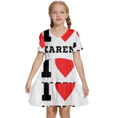 I Love Karen Kids  Short Sleeve Tiered Mini Dress by ilovewhateva