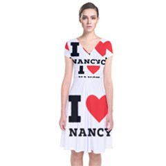 I Love Nancy Short Sleeve Front Wrap Dress by ilovewhateva