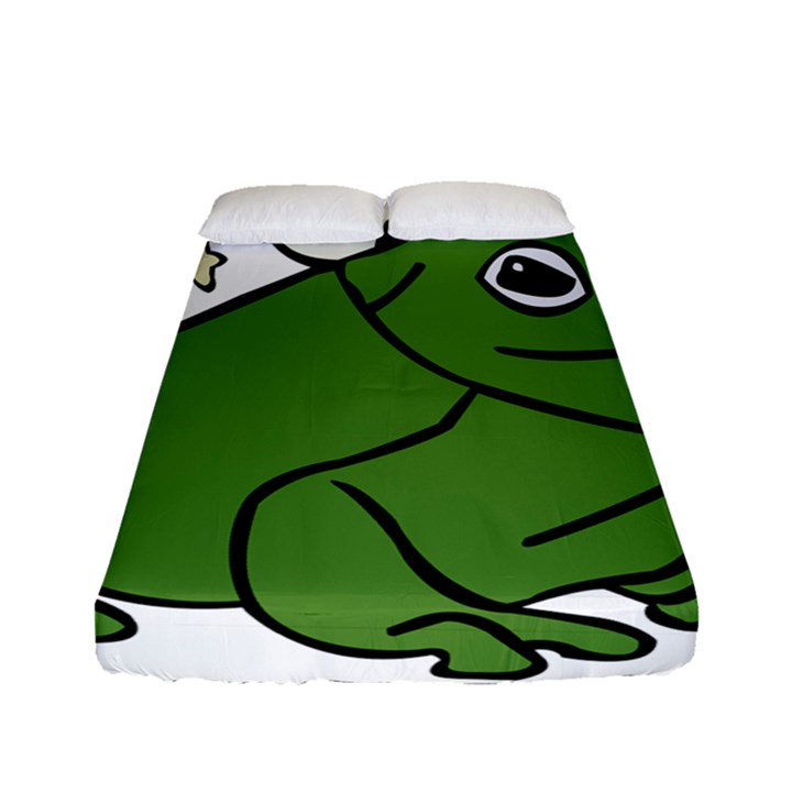 Frog with a cowboy hat Fitted Sheet (Full/ Double Size)