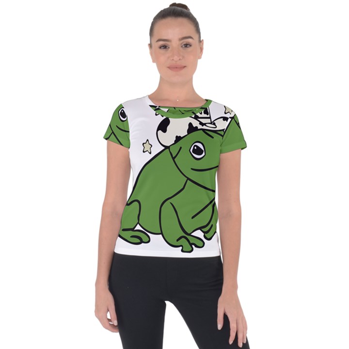 Frog with a cowboy hat Short Sleeve Sports Top 