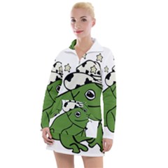 Frog With A Cowboy Hat Women s Long Sleeve Casual Dress by Teevova