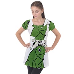 Frog With A Cowboy Hat Puff Sleeve Tunic Top by Teevova