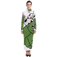 Frog With A Cowboy Hat Turtleneck Maxi Dress by Teevova