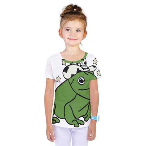 Frog With A Cowboy Hat Kids  One Piece Tee by Teevova