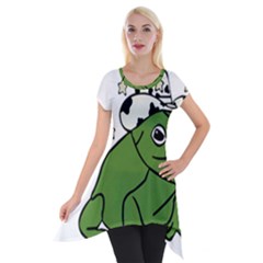 Frog With A Cowboy Hat Short Sleeve Side Drop Tunic by Teevova