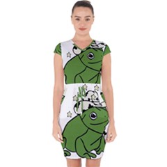 Frog With A Cowboy Hat Capsleeve Drawstring Dress  by Teevova