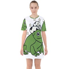 Frog With A Cowboy Hat Sixties Short Sleeve Mini Dress by Teevova