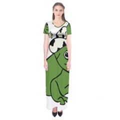 Frog With A Cowboy Hat Short Sleeve Maxi Dress by Teevova