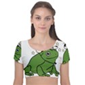 Frog with a cowboy hat Velvet Short Sleeve Crop Top  View1