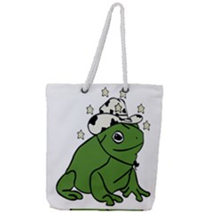 Frog With A Cowboy Hat Full Print Rope Handle Tote (large) by Teevova