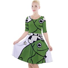 Frog With A Cowboy Hat Quarter Sleeve A-line Dress by Teevova