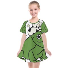 Frog With A Cowboy Hat Kids  Smock Dress by Teevova