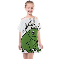 Frog With A Cowboy Hat Kids  One Piece Chiffon Dress