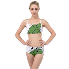 Frog With A Cowboy Hat Layered Top Bikini Set by Teevova