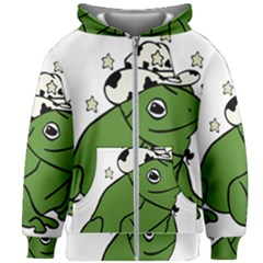 Frog With A Cowboy Hat Kids  Zipper Hoodie Without Drawstring