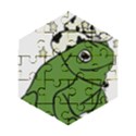 Frog with a cowboy hat Wooden Puzzle Hexagon View1