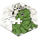 Frog with a cowboy hat Wooden Puzzle Hexagon View3