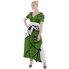 Frog With A Cowboy Hat Button Up Short Sleeve Maxi Dress by Teevova