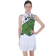 Frog With A Cowboy Hat Women s Sleeveless Polo Tee by Teevova