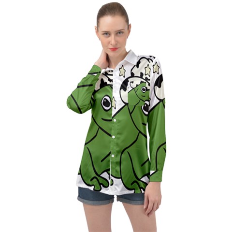 Frog With A Cowboy Hat Long Sleeve Satin Shirt by Teevova