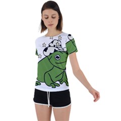 Frog With A Cowboy Hat Back Circle Cutout Sports Tee by Teevova